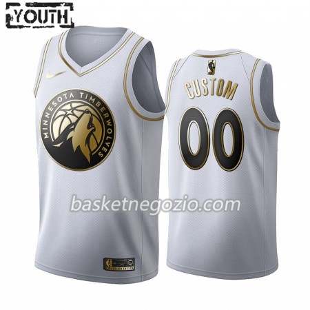 Canotte Bambino Minnesota Timberwolves Personalizzate 2019-20 Nike Bianco Golden Edition Swingman